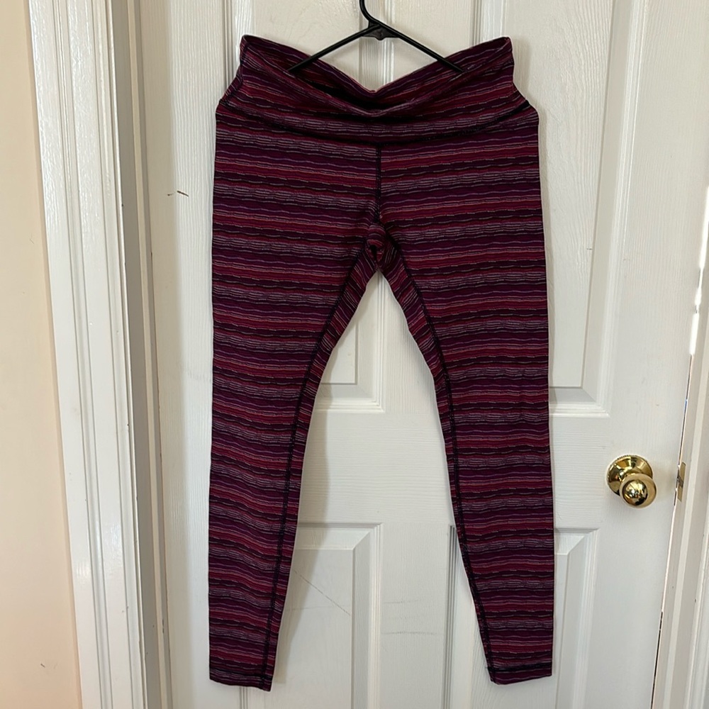 Lululemon burgundy & purple striped leggings size 10